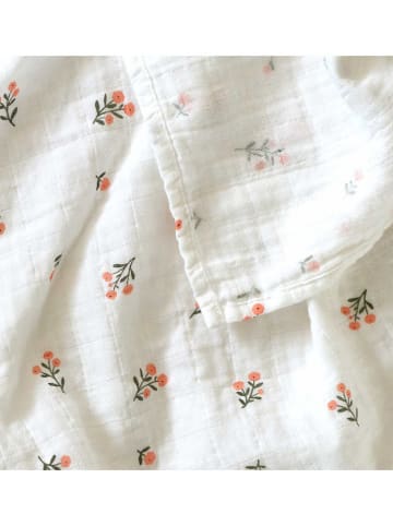 a little lovely company 2-delige set: mousselinedoeken "Little flowers" wit - (L)60 x (B)60 cm