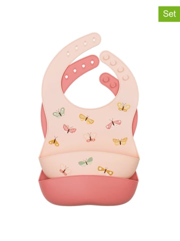 a little lovely company 2er-Set: Lätzchen "Butterflies" in Rosa/ Pink - (L)27 x (B)22,5 cm