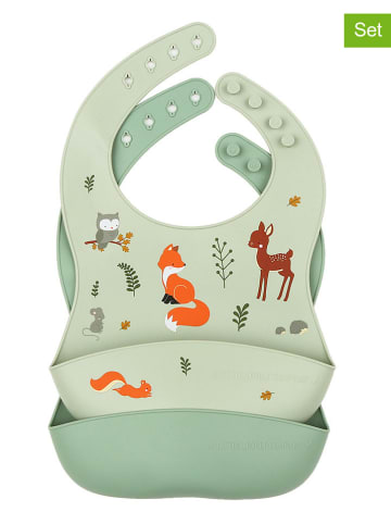 a little lovely company Śliniaczki (2 szt.) "Forest Friends" w kolorze zielonym - 27 x 22,5 cm