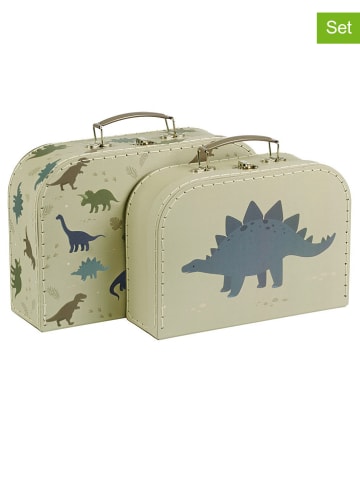 a little lovely company Kuferki (2 szt.) "Dinosaurs" w kolorze khaki