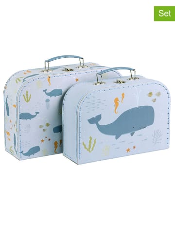 a little lovely company Kuferki (2 szt.) "Ocean" w kolorze błękitnym