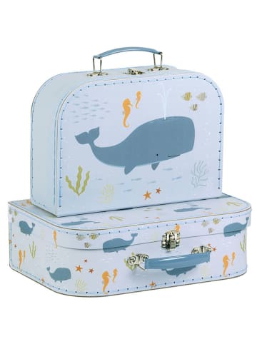 a little lovely company 2er-Set: Aufbewahrungskoffer "Ocean" in Hellblau