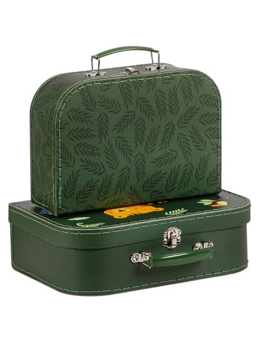 a little lovely company 2er-Set: Aufbewahrungskoffer "Jungle Tiger" in Grün