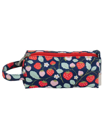 a little lovely company Etui "Strawberries" donkerblauw/rood - (B)20 x (H)8 x (D)7 cm