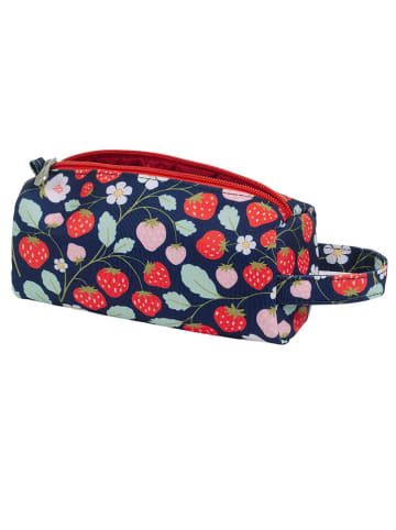 a little lovely company Etui "Strawberries" donkerblauw/rood - (B)20 x (H)8 x (D)7 cm