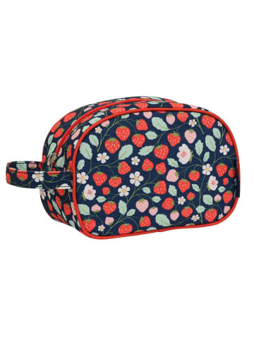 a little lovely company Kosmetiktasche "Strawberries" in Dunkelblau/ Rot - (B)20,5 x (H)14 x (T)9,5 cm