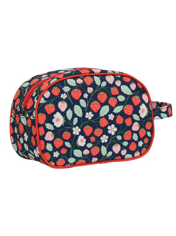 a little lovely company Cosmeticatas "Strawberries" donkerblauw/rood - (B)20,5 x (H)14 x (D)9,5 cm