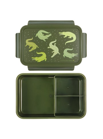 a little lovely company Pojemnik "Crocodiles" w kolorze zielonym na lunch - 22 x 14,5 x 7 cm