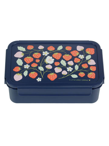 a little lovely company Lunchbox "Strawberries" in Dunkelblau - (B)22 x (H)14,5 x (T)7 cm
