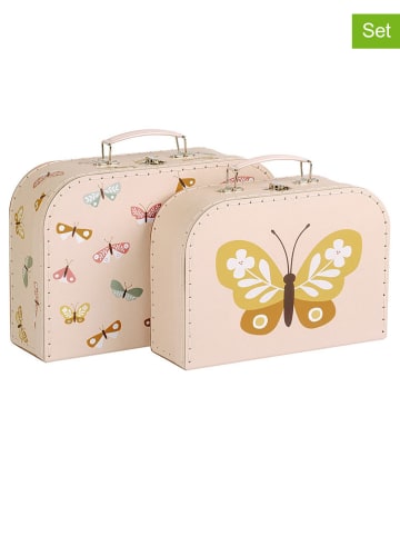 a little lovely company Kuferki (2 szt.) "Butterflies" w kolorze kremowym