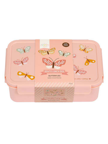 a little lovely company Pojemnik "Butterflies" w kolorze jasnoróżowym na lunch - 22 x 14,5 x 7 cm