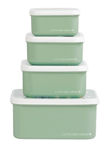 a little lovely company 4-delige set: lunchboxen "Joy" groen