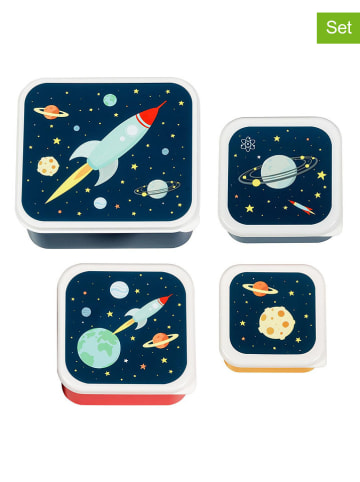 a little lovely company 4-delige set: Lunchboxen "Space" donkerblauw