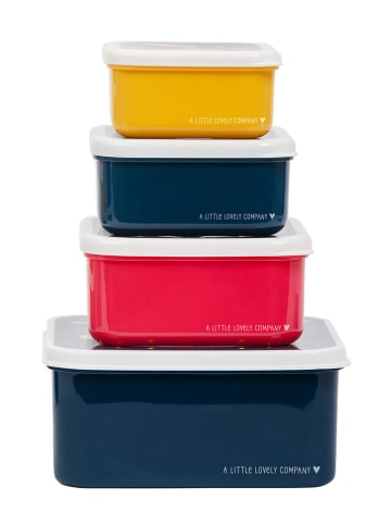 a little lovely company 4-delige set: Lunchboxen "Space" donkerblauw
