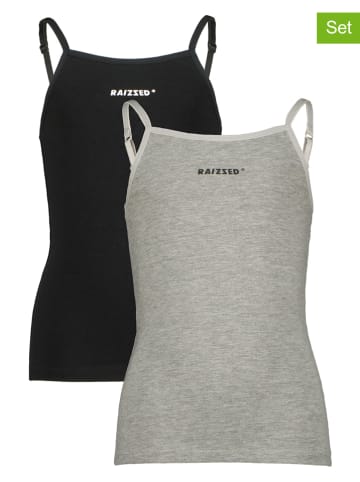 RAIZZED® 2er-Set: Unterhemden "Nora" in Grau/ Schwarz