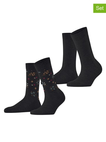 ESPRIT 2-delige set: sokken "Flower" zwart