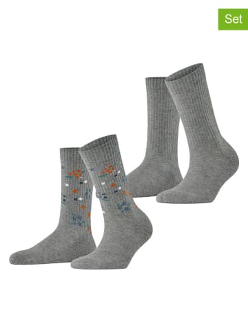 ESPRIT 2-delige set: sokken "Flower" grijs