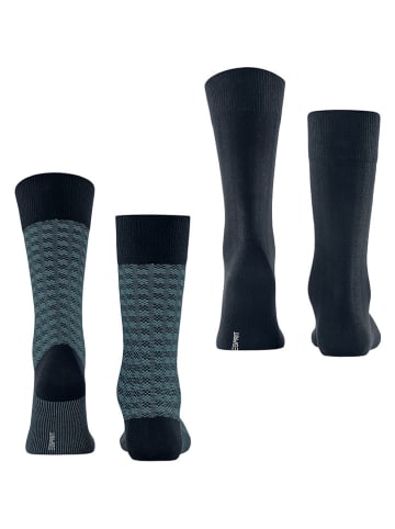ESPRIT 2er-Set: Socken "Houndstooth" in Dunkelblau/ Türkis