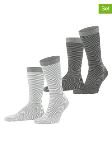 ESPRIT 2-delige set: sokken "Allover Stripe" wit/grijs