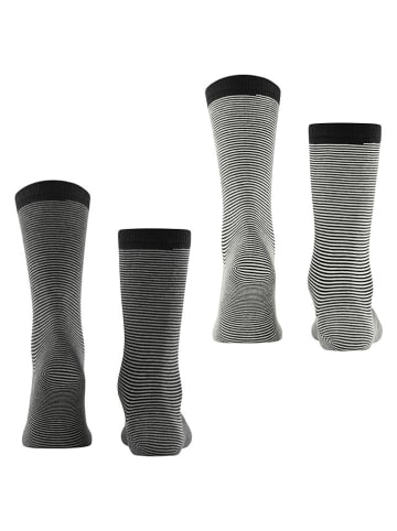 ESPRIT 2er-Set: Socken "Allover Stripe" in Schwarz/ Weiß