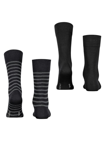 ESPRIT 2er-Set: Socken "Fine Stripe" in Schwarz