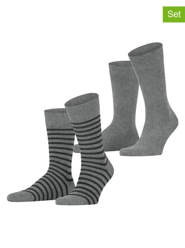 ESPRIT 2-delige set: sokken "Fine Stripe" grijs/zwart