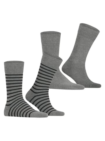 ESPRIT Skarpety (2 pary) "Fine Stripe" w kolorze szaro-czarnym