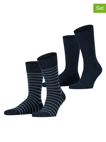ESPRIT 2-delige set: sokken "Fine Stripe" donkerblauw