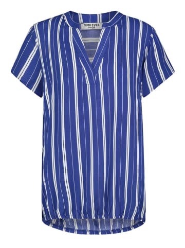Sublevel Bluse in Blau/ Weiß