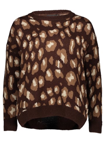 Sublevel Sweter w kolorze ciemnobrązowo-jasnobrązowym
