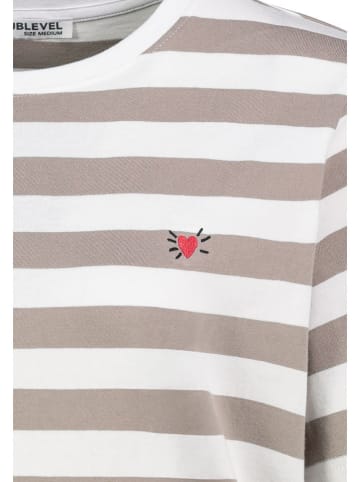 Sublevel Koszulka w kolorze jasnobrązowo-białym