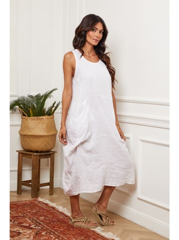 La Compagnie Du Lin Leinen-Kleid "Alteo" in Weiß