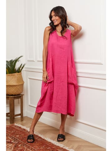 La Compagnie Du Lin Leinen-Kleid "Alteo" in Pink