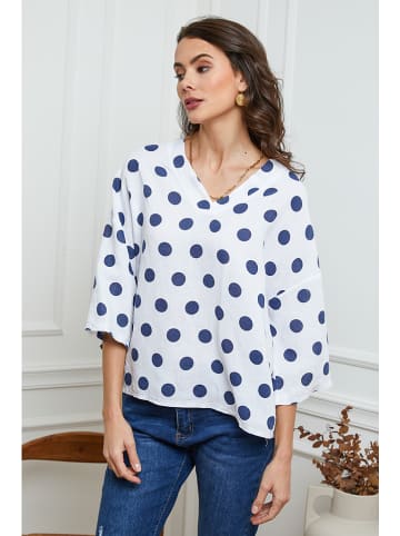 La Compagnie Du Lin Lniana bluzka "Amoura" w kolorze białym