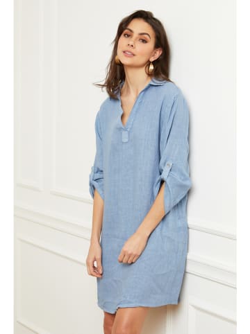 Fleur de Lin Linnen jurk "Basta" blauw
