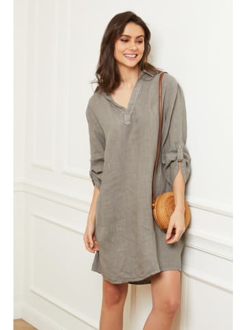 Fleur de Lin Leinen-Kleid "Basta" in Taupe