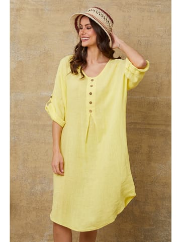 Fleur de Lin Lniana sukienka "Cadence" w kolorze żółtym