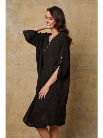 Fleur de Lin Leinen-Kleid "Cadence" in Schwarz