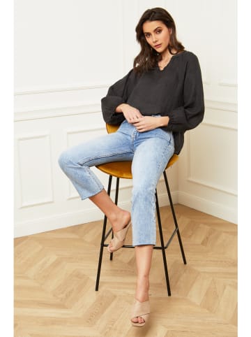 Joséfine Lniana bluzka "Celiane" w kolorze antracytowym