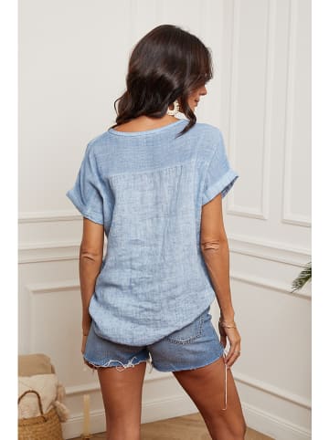 Fleur de Lin Leinen-Shirt "Fabioza" in Hellblau