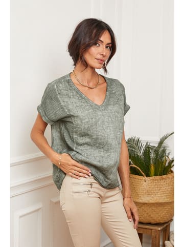 Fleur de Lin Leinen-Shirt "Fabioza" in Oliv
