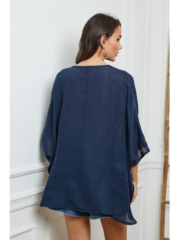 Fleur de Lin Leinen-Bluse  in Dunkelblau