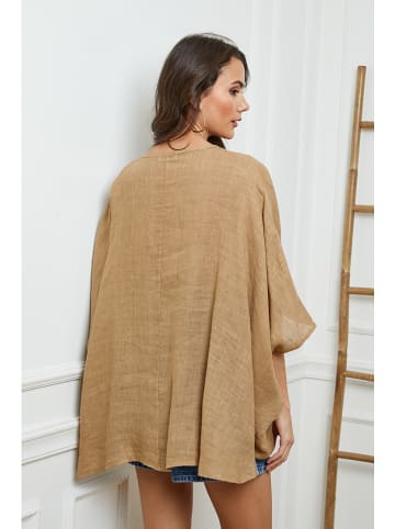 Fleur de Lin Leinen-Bluse  in Hellbraun