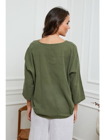 La Compagnie Du Lin Bluzka "Fraiche" w kolorze khaki