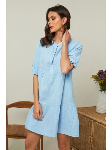 Fleur de Lin Linnen jurk "Gabin" lichtblauw