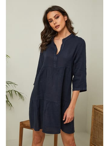 Fleur de Lin Linnen jurk "Gabin" donkerblauw