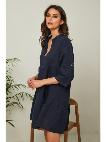 Fleur de Lin Leinen-Kleid "Gabin" in Dunkelblau