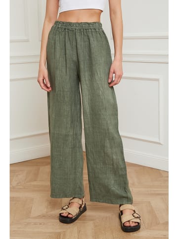 Fleur de Lin Linnen broek "Garibaldi" kaki