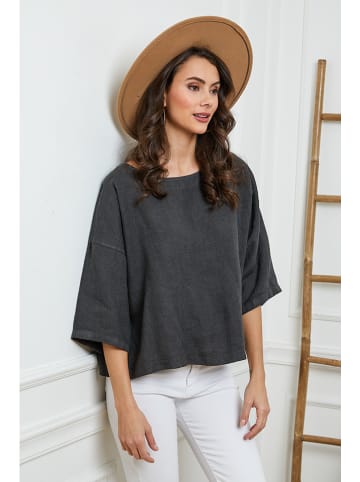 Fleur de Lin Leinen-Bluse "Georginia" in Anthrazit