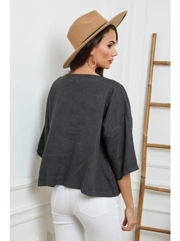 Fleur de Lin Linnen blouse antraciet
